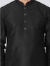 Vastramay Vastramay Men's Black Silk Blend Curved Kurta Dhoti Set